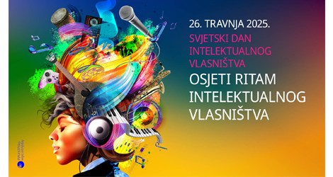 Vizual Svjetskog dana intelektualnog vlasništva - žena koja umjesto kose ima glazbene instrumente