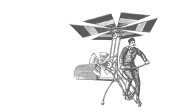 Crno-bijela ilustracija preteče helikoptera