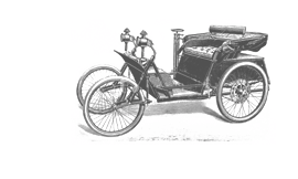 Antique engraving of an early automobile